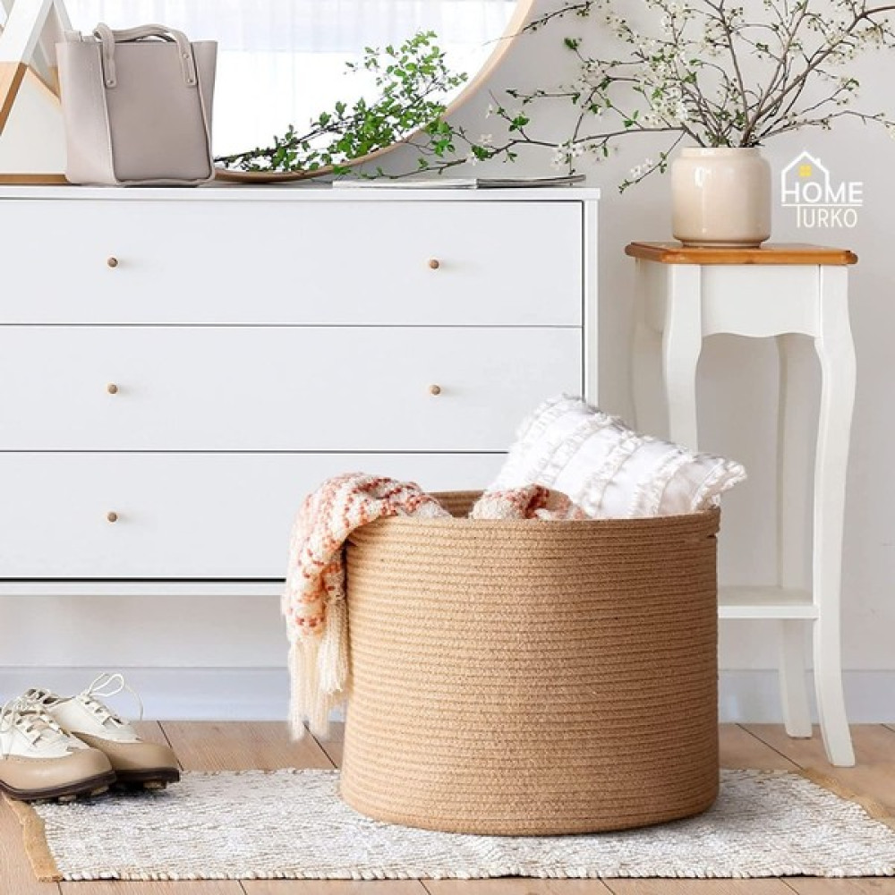 Home Turko Jüt Hasır Banyo Kirli Oyuncak Sepeti - Renkli - Tek Ebat Sepet Fiyatı