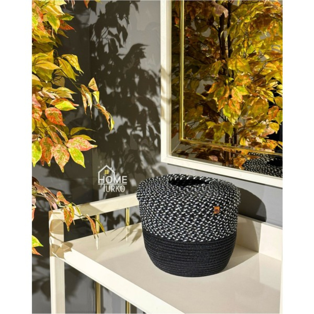 Home Turko Jüt, Hasır, Çöp Kovası, Mutfak Çöp Kovası, Banyo Çöp Kovası, Doğal, Natürel, Jüt Kova, Modern Kova - Siyah - Tek Ebat Sepet Fiyatı