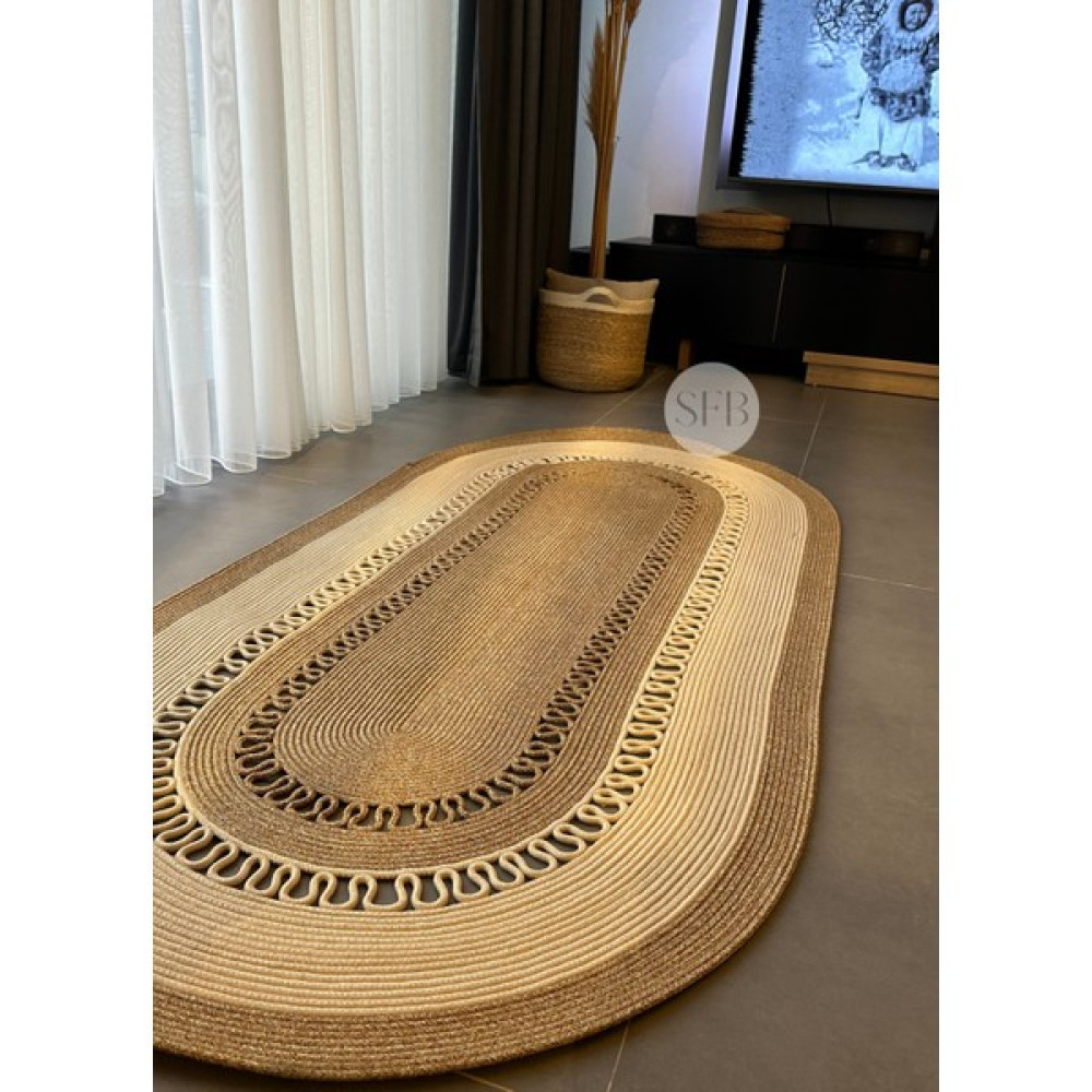 Home Turko Jüt, Hasır, Kilim, Paspas, Yolluk, Jüt Halı, Jüt Paspas, Dekoratif Kilim, Bohem Tarzı Kilim, Kilim - Bej - 60 x 120 cm Kilim Fiyatı