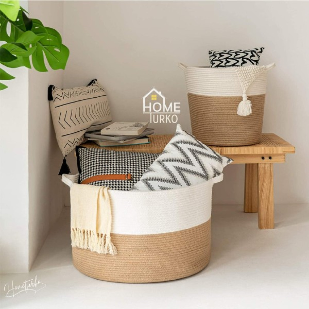 Home Turko Jüt, Hasır, Kirli Çamaşır Sepeti, Kirli Sepeti, Banyo Sepeti, Oyuncak Sepeti, Mutfak Sepeti - Renkli - Tek Ebat Sepet Fiyatı