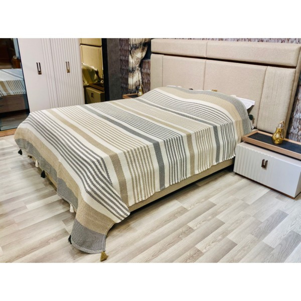 Homecella Ponponlu Battal Boy Pamuk Yatak Örtüsü - 220 x 240 cm - Krem Yatak Örtüsü Fiyatı