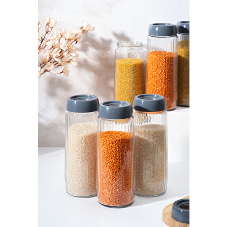 Homekolik 6’lı Cam Kavanoz Seti 1500 ml Antrasit Kapaklı Hava Geçirmez Mutfak Saklama Kabı - Çok Renkli - 500 ml Eşya Saklama / Düzenleme Fiyatı