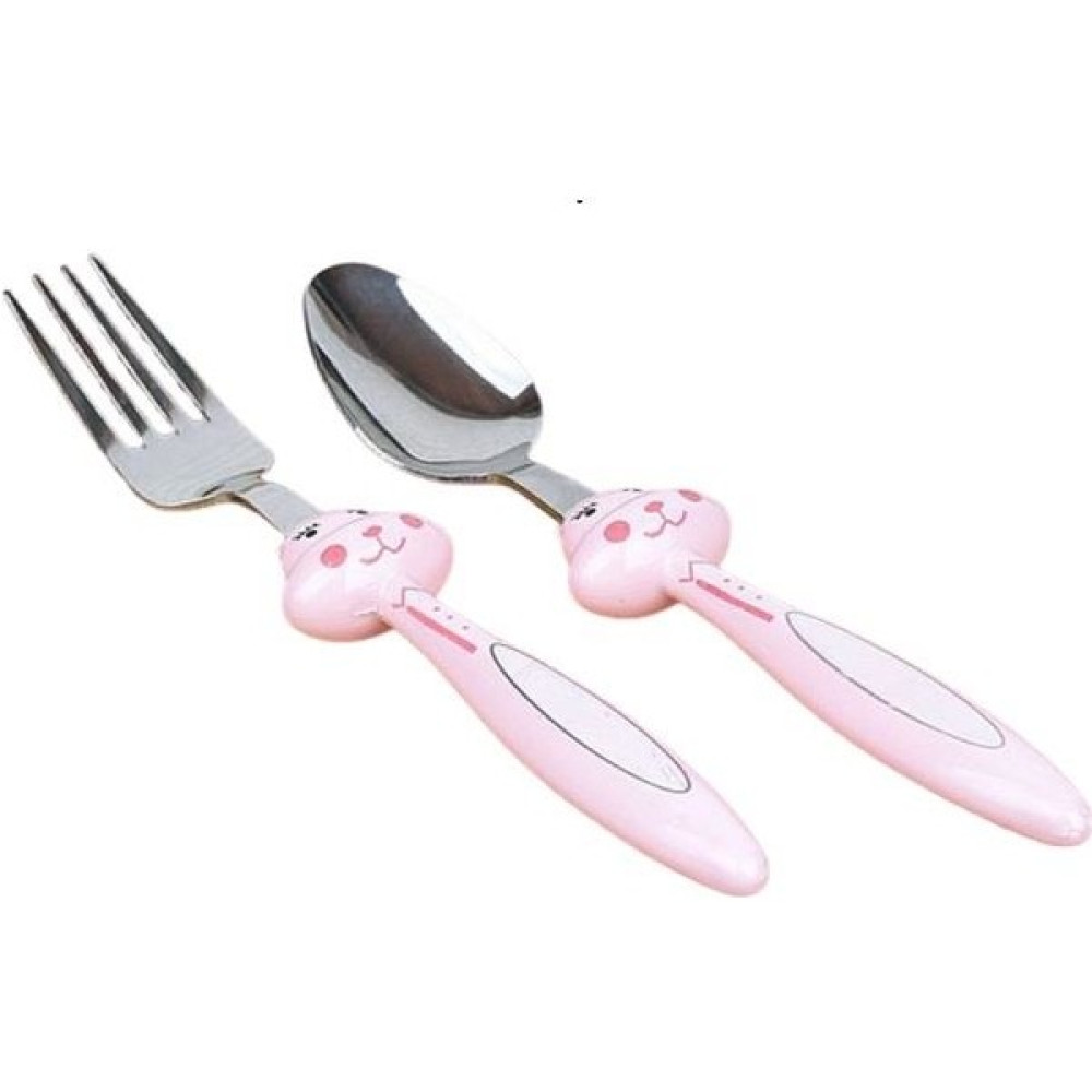 Homekolik Pembe Tavşan Kız Çocuk Paslanmaz Çelik Çatal Kaşık Seti Mama Seti Fiyatı