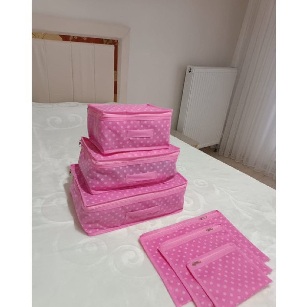 Homelife Ev Tekstil Puantiyeli 1.kalite Bavul Valiz Düzenleyici - Açık Pembe Eşya Saklama / Düzenleme Fiyatı
