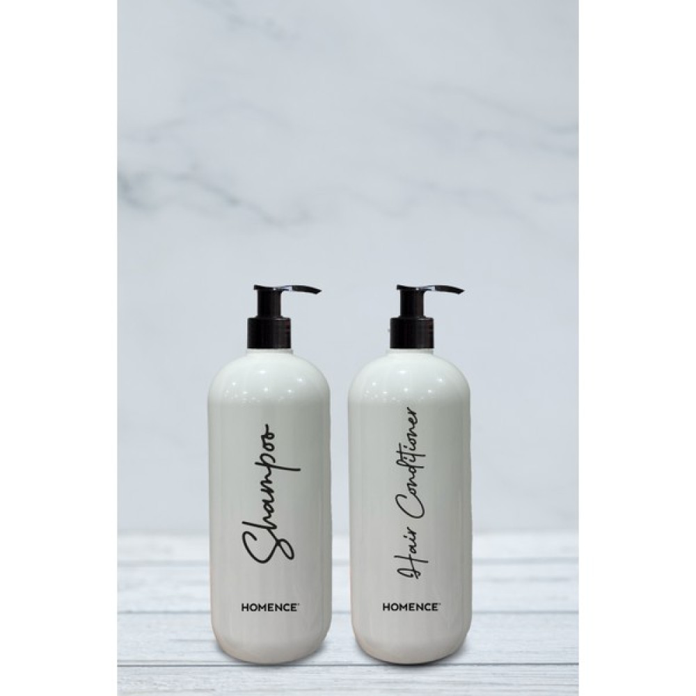 Homence 500 ml Boş Şişe Plastik Beyaz Düzenleyici 2'li Banyo Şampuan ve Saç Kremi Pompalı Baskılı Sabunluk Fiyatı