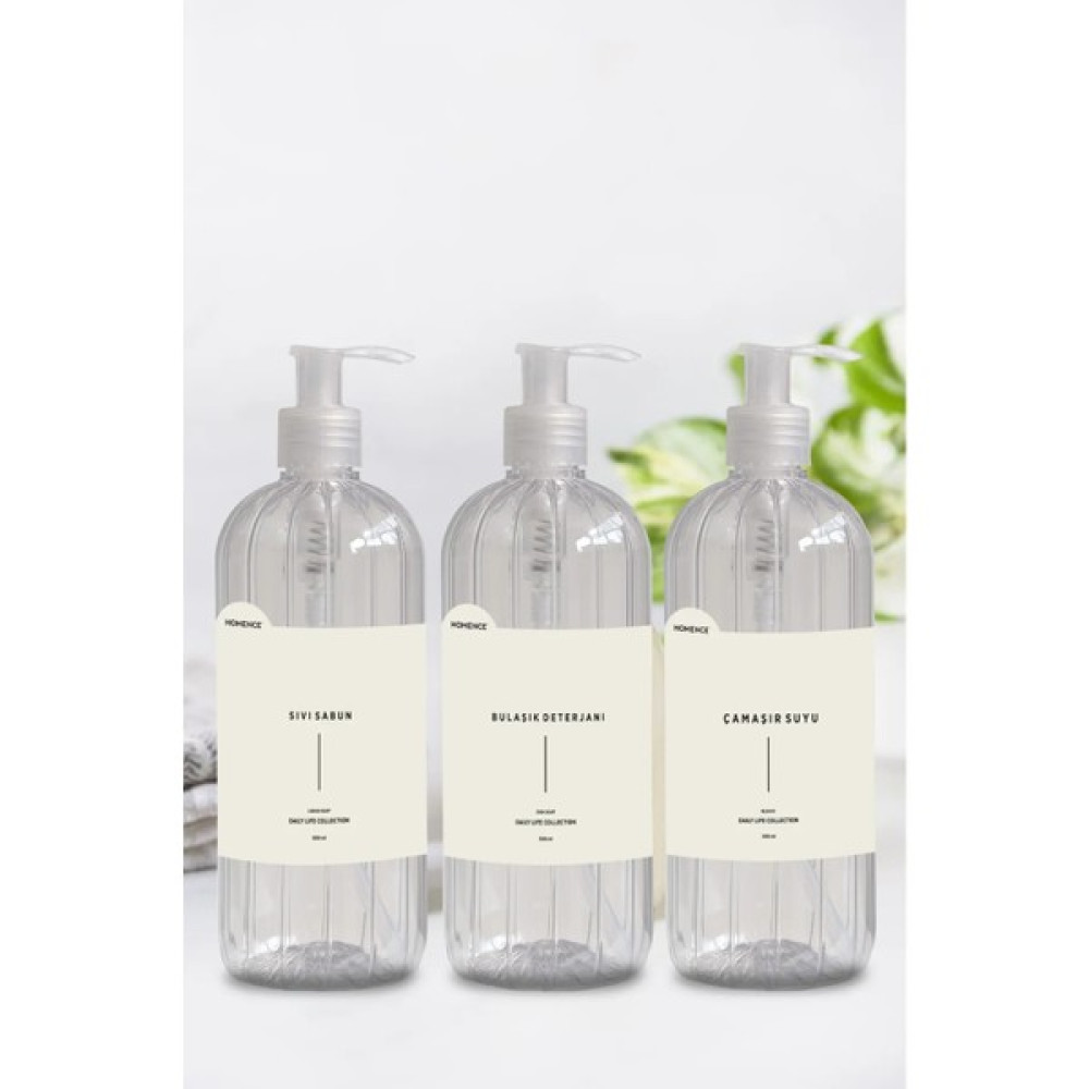 Homence Sıvı Sabun Bulaşık Deterjanı Çamaşır Suyu Etiketli Plastik Şişe 500ML - Şeffaf Sabunluk Fiyatı