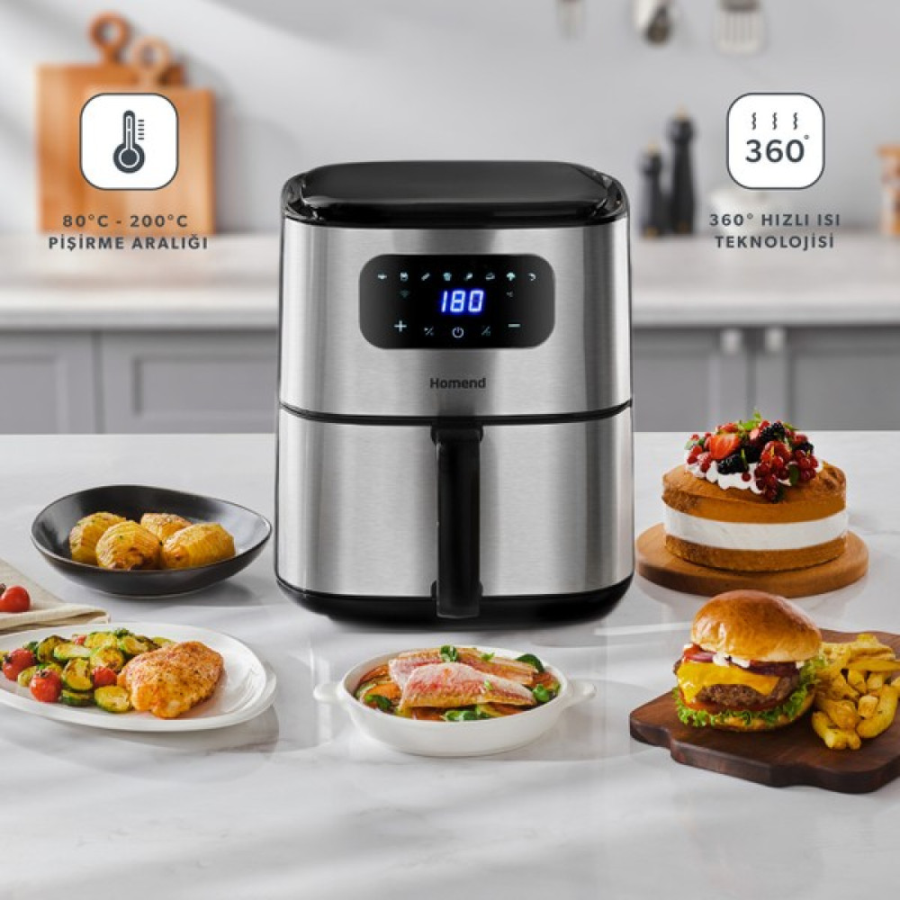 Homend Airfrday 2503H 8 Farklı Program Dokunmatik Ekran 4,2 Litre Smart Airfryer (Wi-Fi ile Kontrol) Fritözler Fiyatı