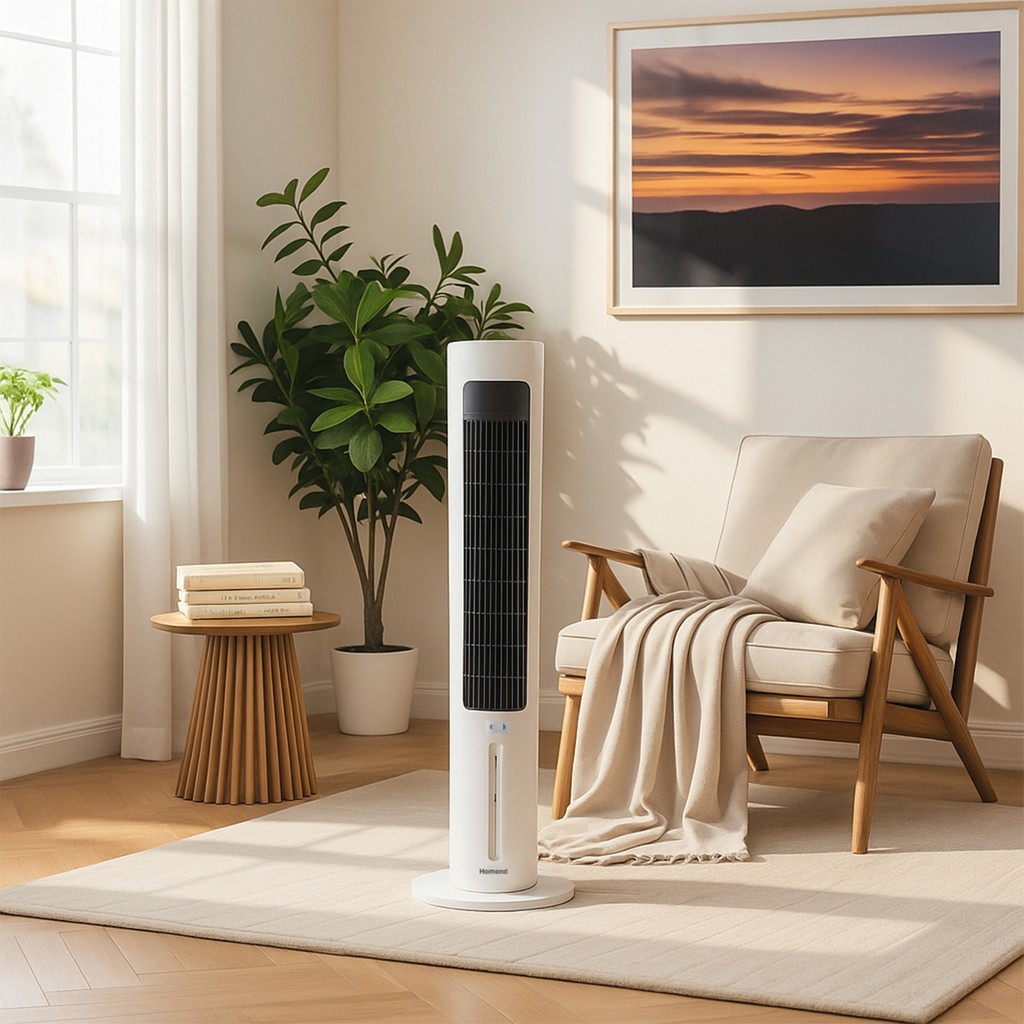 Homend Fanomen 9011h Uzaktan Kumandalı Kule Tipi Vantilatör 60w Kanatsız Su Buharı Özelliği - Beyaz Diğer Fiyatı