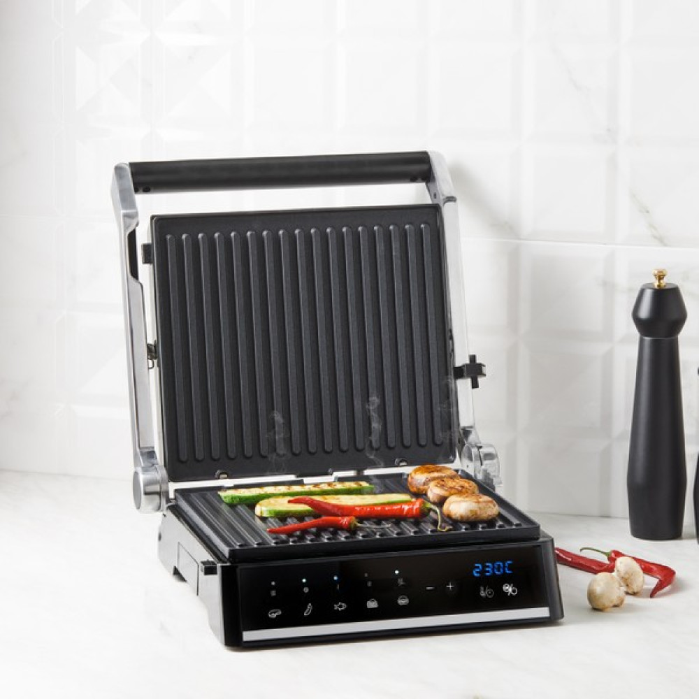 Homend Grilliant 1341H Inox Gövdeli, Döküm Plakalı, 5 Programlı, Led Ekranlı Tost ve Izgara Makinesi Tost Makineleri Fiyatı