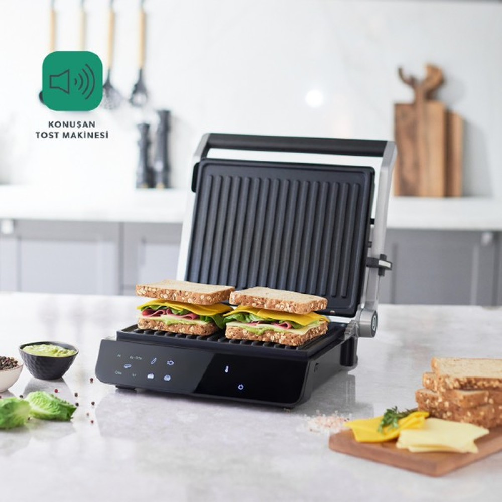 Homend Grilliant 1343H Cam Yüzeyli 5 Hazır Programlı LED Ekranlı Konuşan Tost Makinesi Tost Makineleri Fiyatı