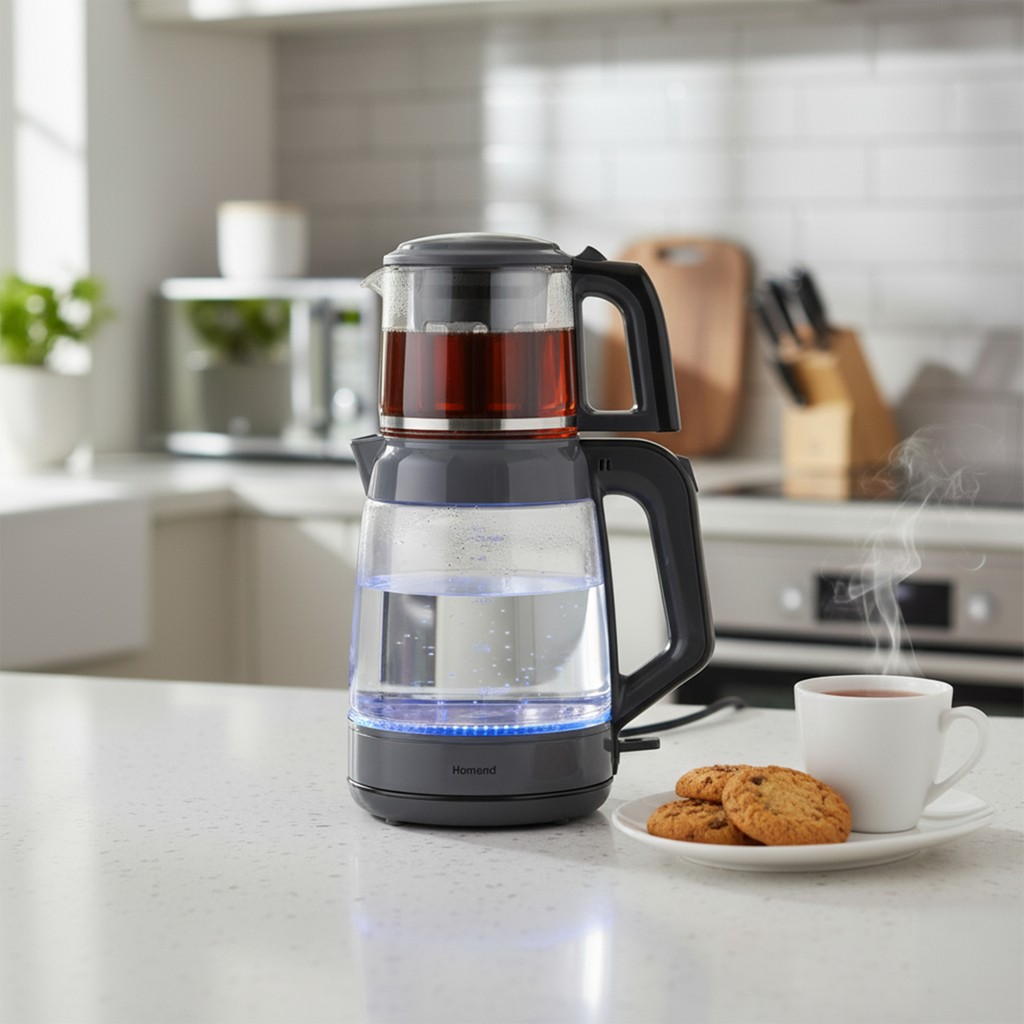 Homend Infinity XL 1764H Cam Çay Makinesi Antrasit Siyah Çay Makineleri Fiyatı
