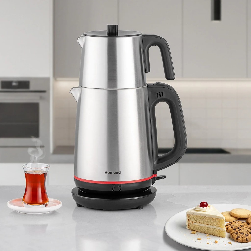 Homend Royaltea 1711h Çay Makinesi 1 l Demlik 1,9 l Su Isıtıcı Kapasiteli Çelik İnox Siyah Tasarım - Gri Çay Makineleri Fiyatı