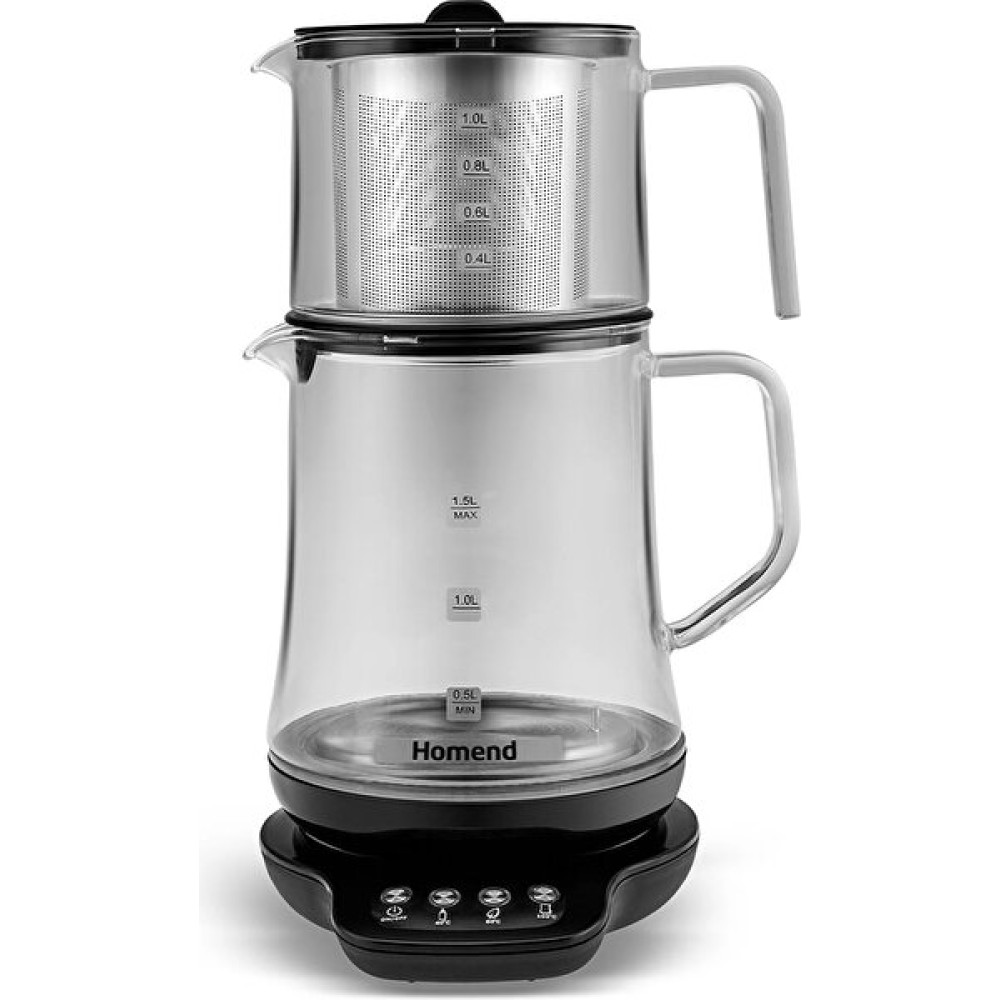 Homend Royaltea 1746H Cam 1.5 L Siyah Çaycı Çay Makineleri Fiyatı