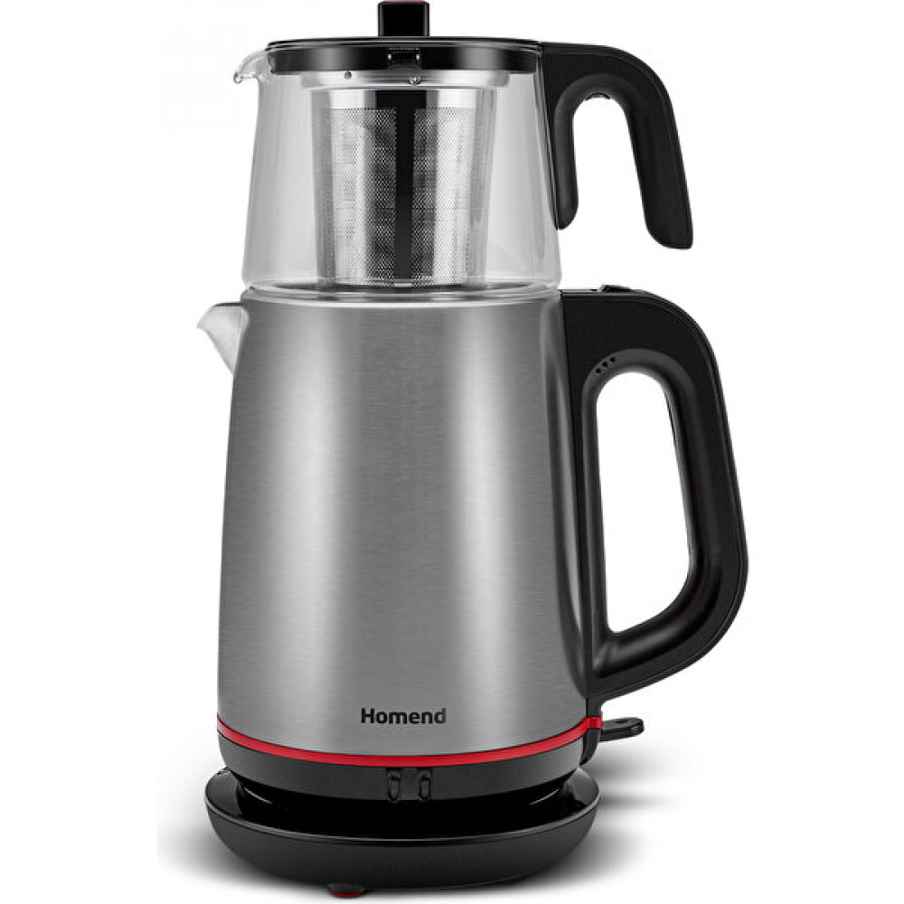 Homend Royaltea 1750H Cam Demlikli Inox Siyah Çay Makinesi Çay Makineleri Fiyatı
