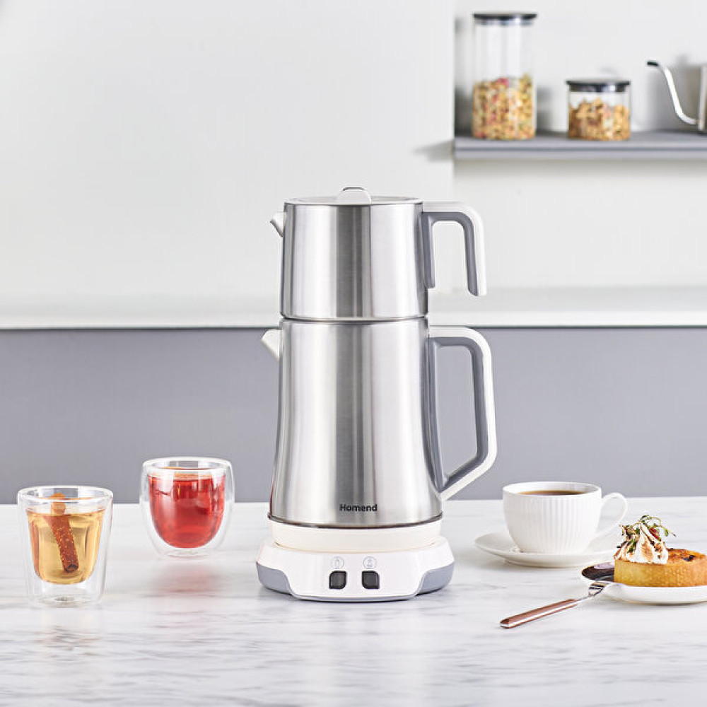 Homend Royaltea Elegant 1775H Konuşan Çay Makinesi Inox Beyaz Çay Makineleri Fiyatı