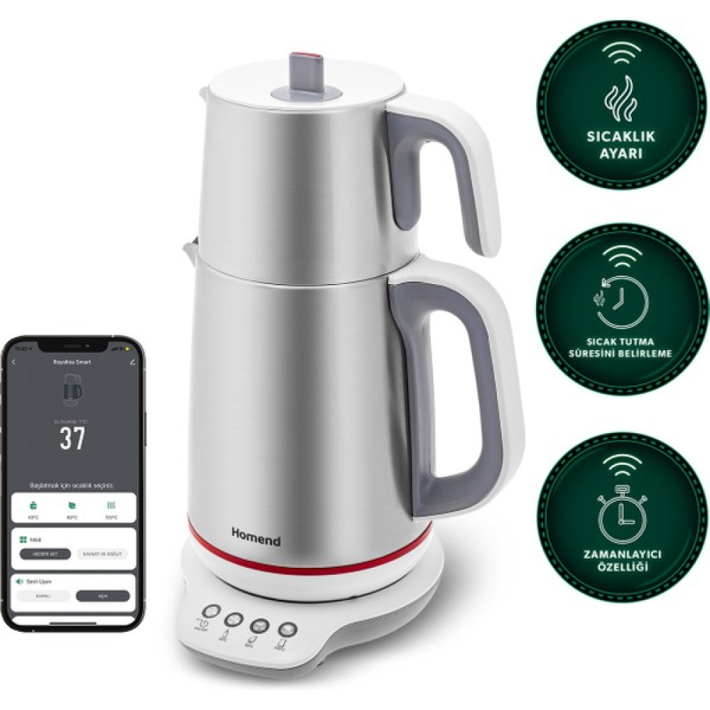 Homend Royaltea Smart 1790H Inox Konuşan Çay Makinesi (Wi-Fi) - İnox Çay Makineleri Fiyatı