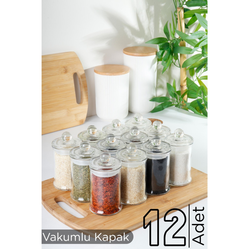 HOMENIVA 12 Adet Vakum Kapaklı Cam Baharatlık Kavanoz 150 ml Saklama Kapları Fiyatı
