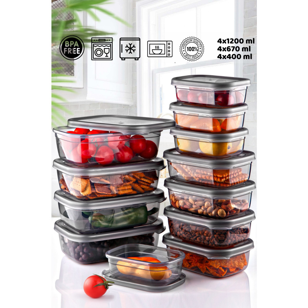 HOMENIVA 12li Lux Saklama Kabı Seti - Kahvaltılık Buzdolabı Kabı Seti (400ml-670ml-1200ml) Saklama Kapları Fiyatı
