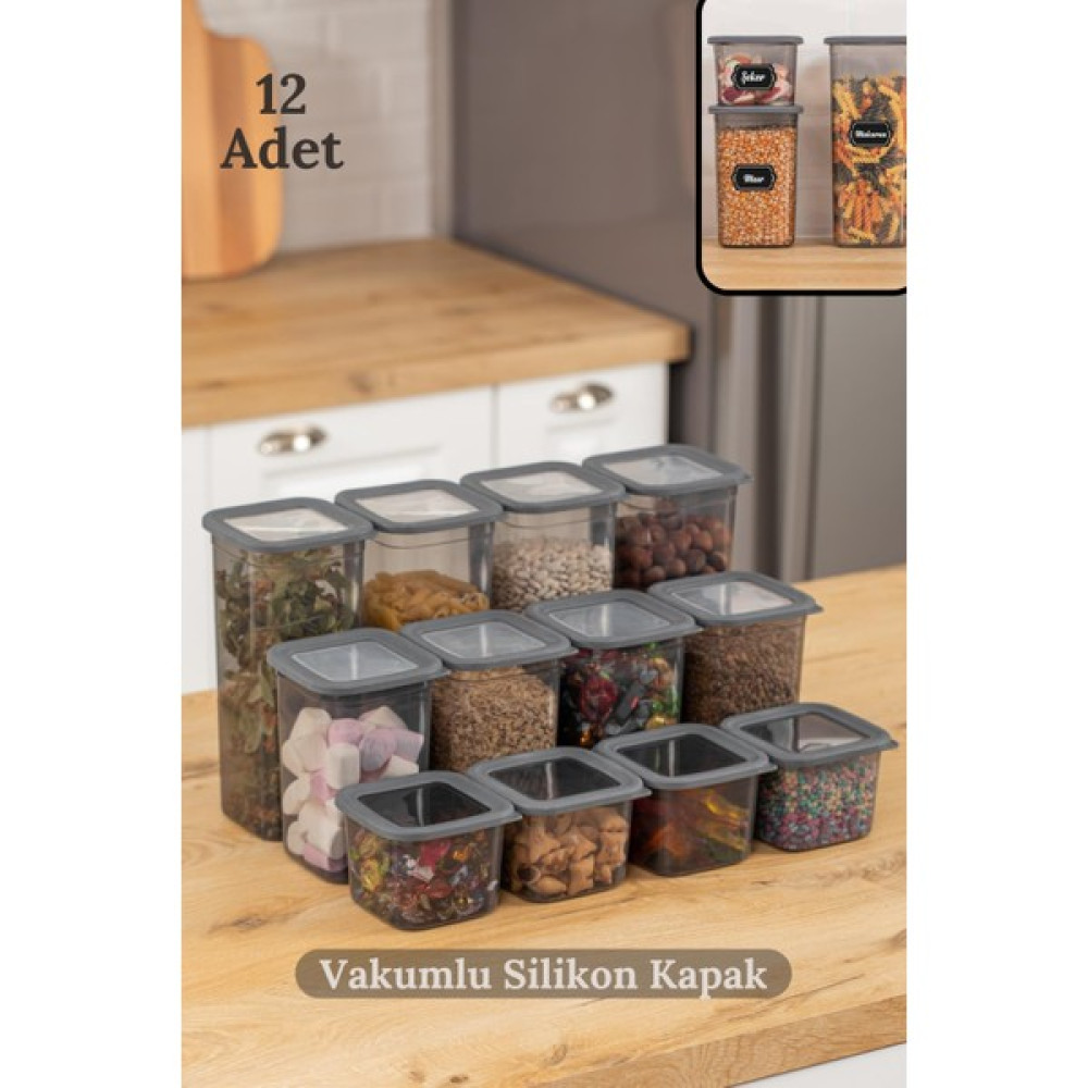 HOMENIVA 12'li Vakumlu Silikon Kapaklı Mega Erzak Saklama Kabı Seti - 4x(0.65 Lt - 1.3 Lt - 1.9 Lt) - 1 Adet Saklama Kapları Fiyatı