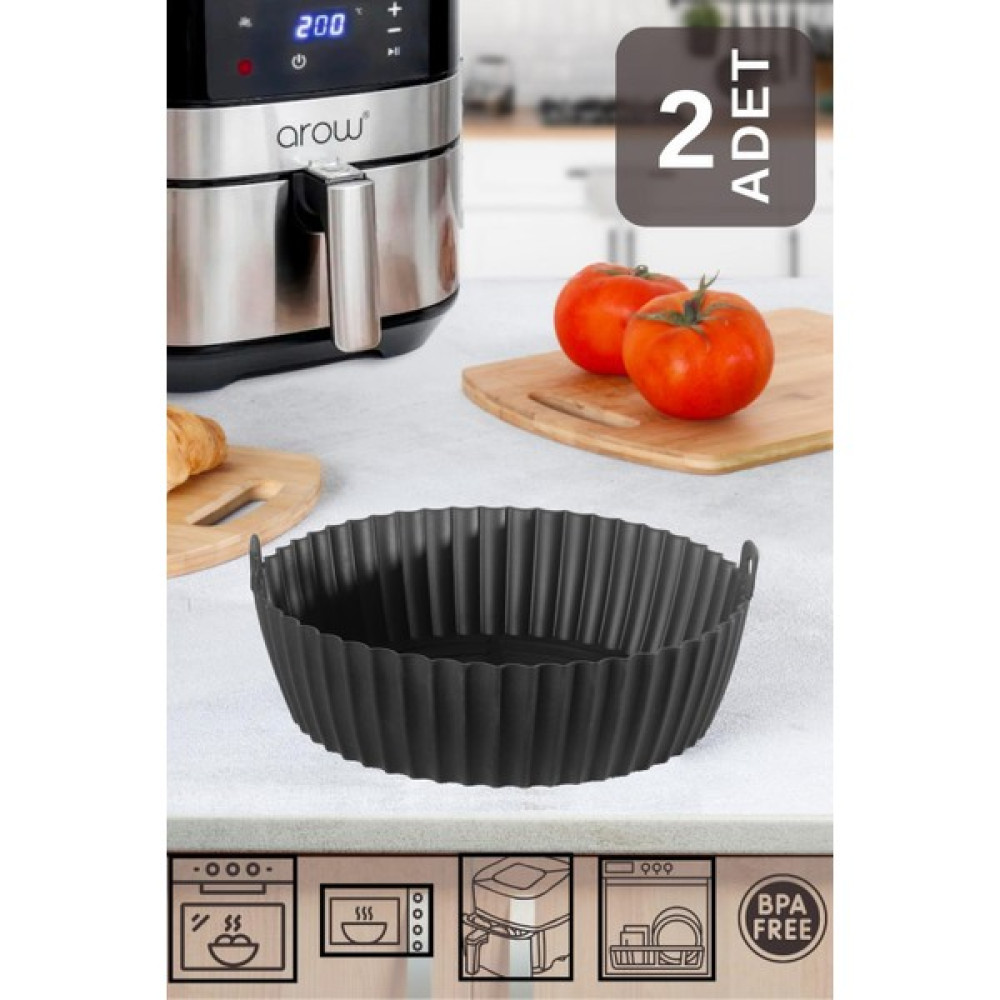 Homenıva 2 Adet Silikon Air Fryer Pişirme Kabı Siyah Kek Kalıpları Fiyatı