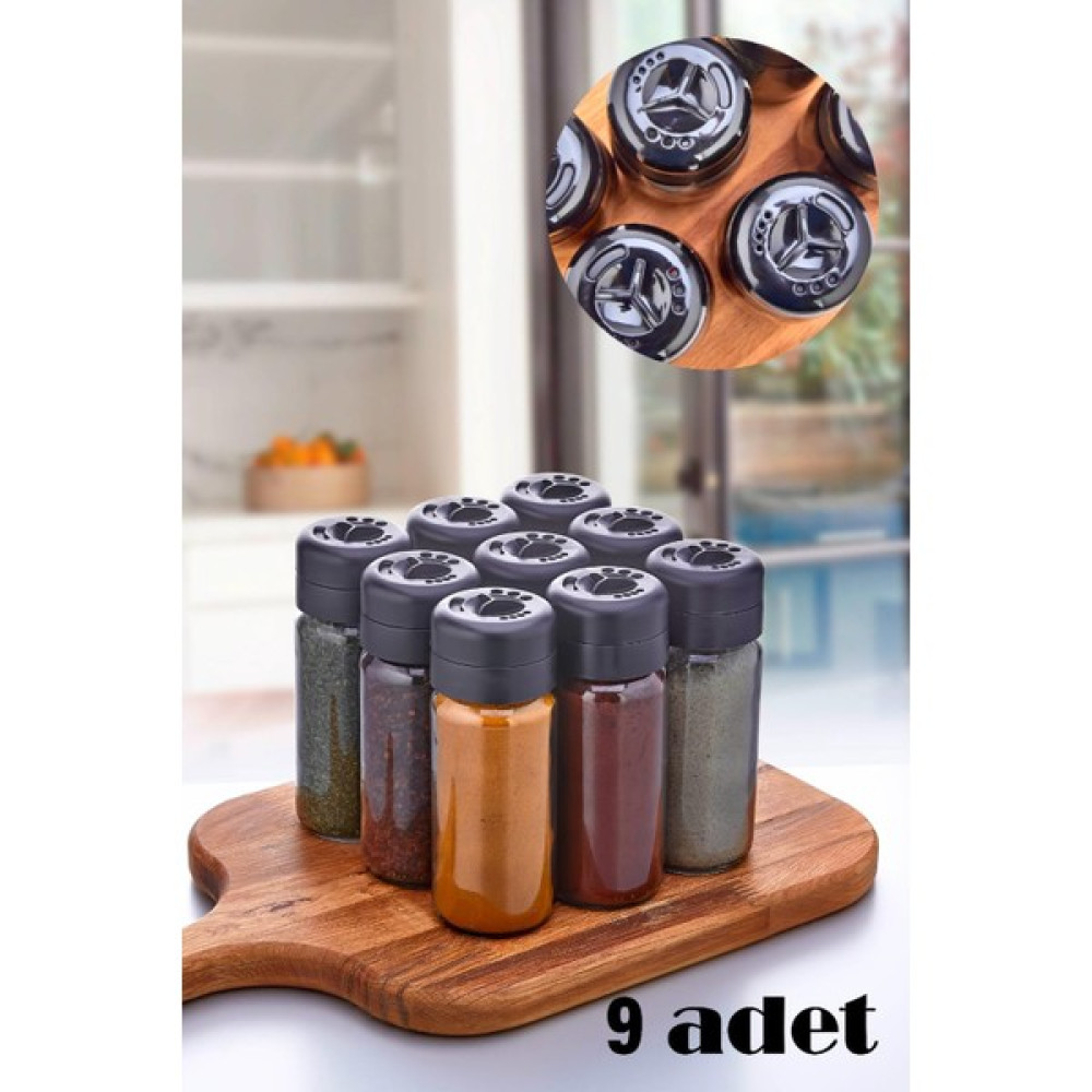 Homeniva Black Cam Kavanoz Baharatlık Seti 245 ml 9 Adet Baharat Setleri & Baharatlıklar Fiyatı