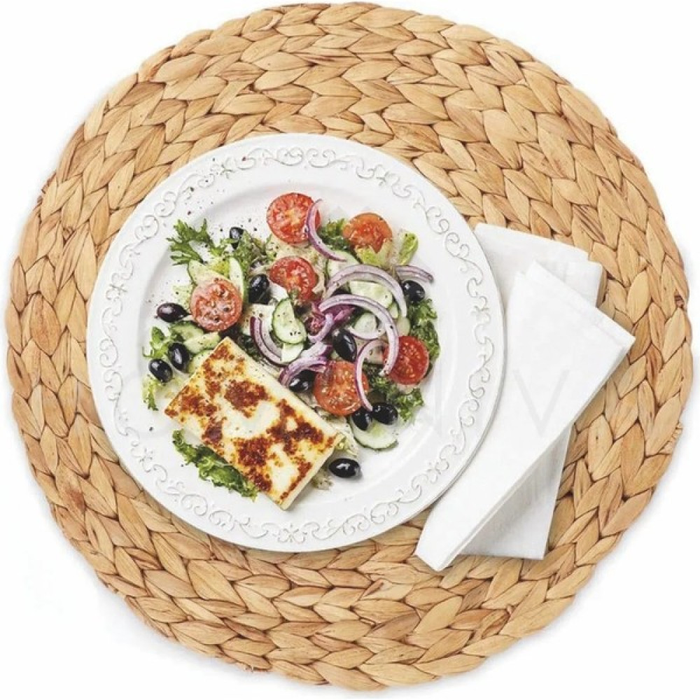 Homenıva El Yapımı Lüx Örme Hasır Bambu Amerikan Servis Supla - Sarı - 35 x 35 cm Amerikan Servis Fiyatı
