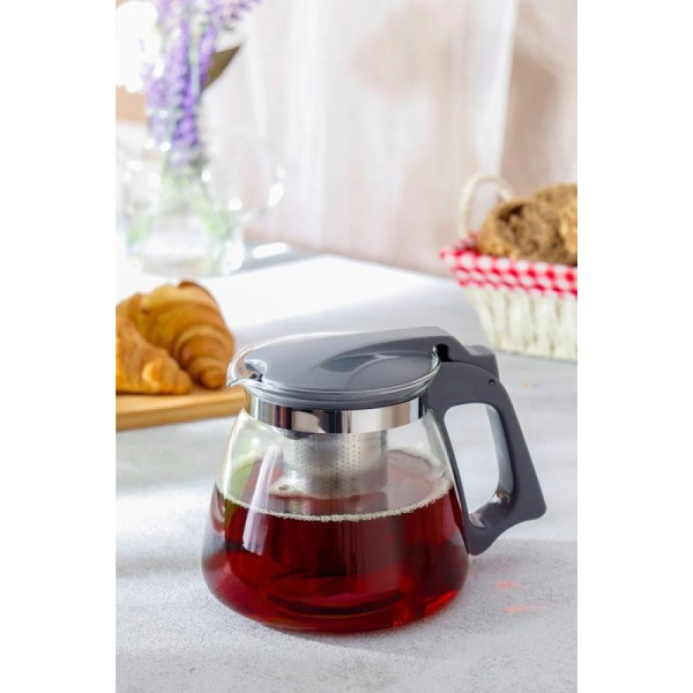 Homenıva Gri Süzgeçli Cam Demlik 1100 ml Çay / Çaydanlık Setleri Fiyatı