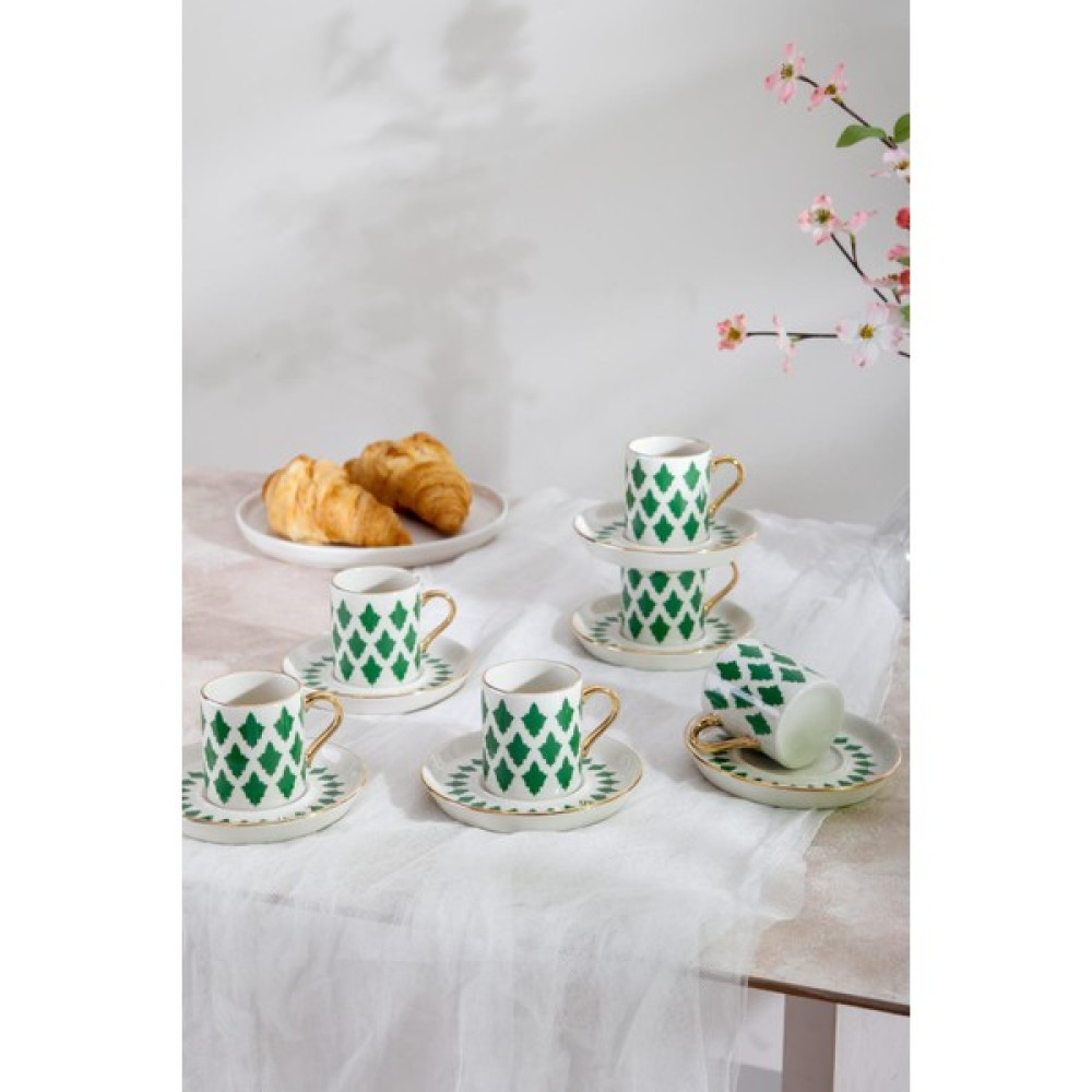 Homeniva Morocco Green 12 Parça Fincan Takımı 6 Kişilik Fincan Takımı Fincan / Bardak / Kahve Takımı Fiyatı