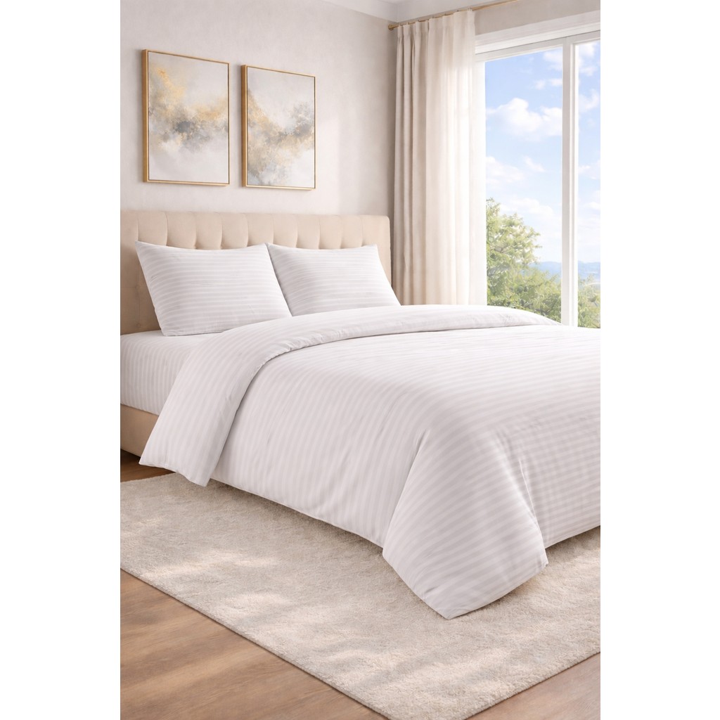 Homenup 160X200 Polycotton-Saten Çift Kişilik Nevresim Takımı - Beyaz - Gümüş - 160 x 200 cm Nevresim Takımı Fiyatı