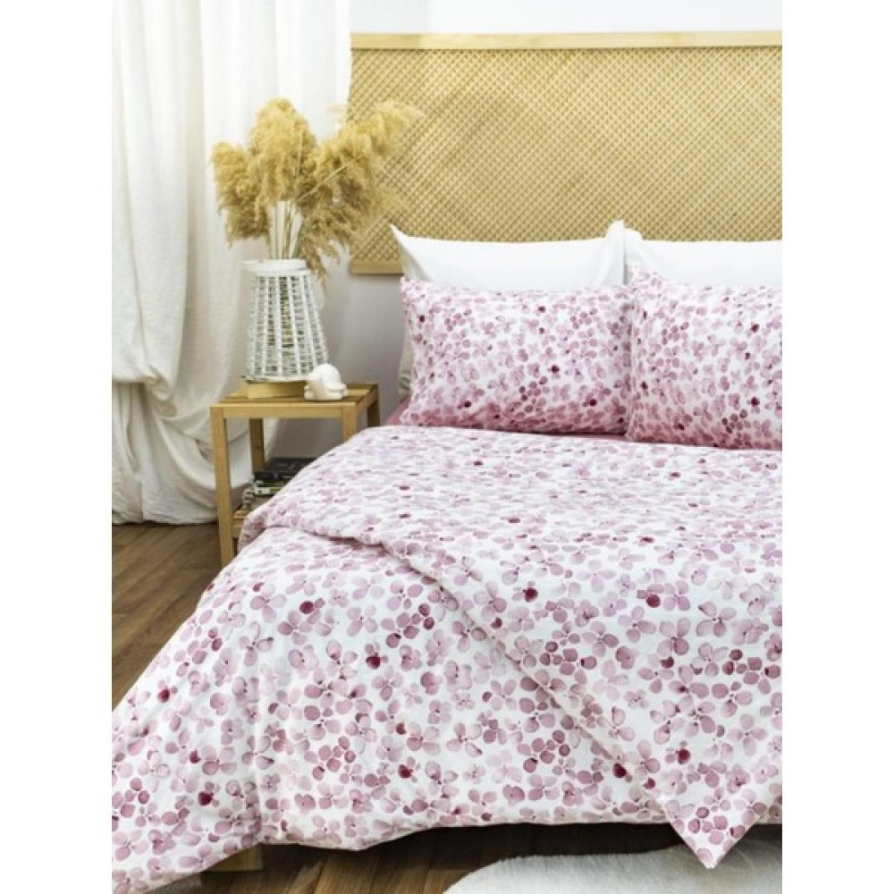 Homenup 90X190 Pamuklu 63 Tel Pembe Yaprak Desenli Tek Kişilik Nevresim Takımı - Pembe - Beyaz - 90 x 190 cm Nevresim Takımı Fiyatı