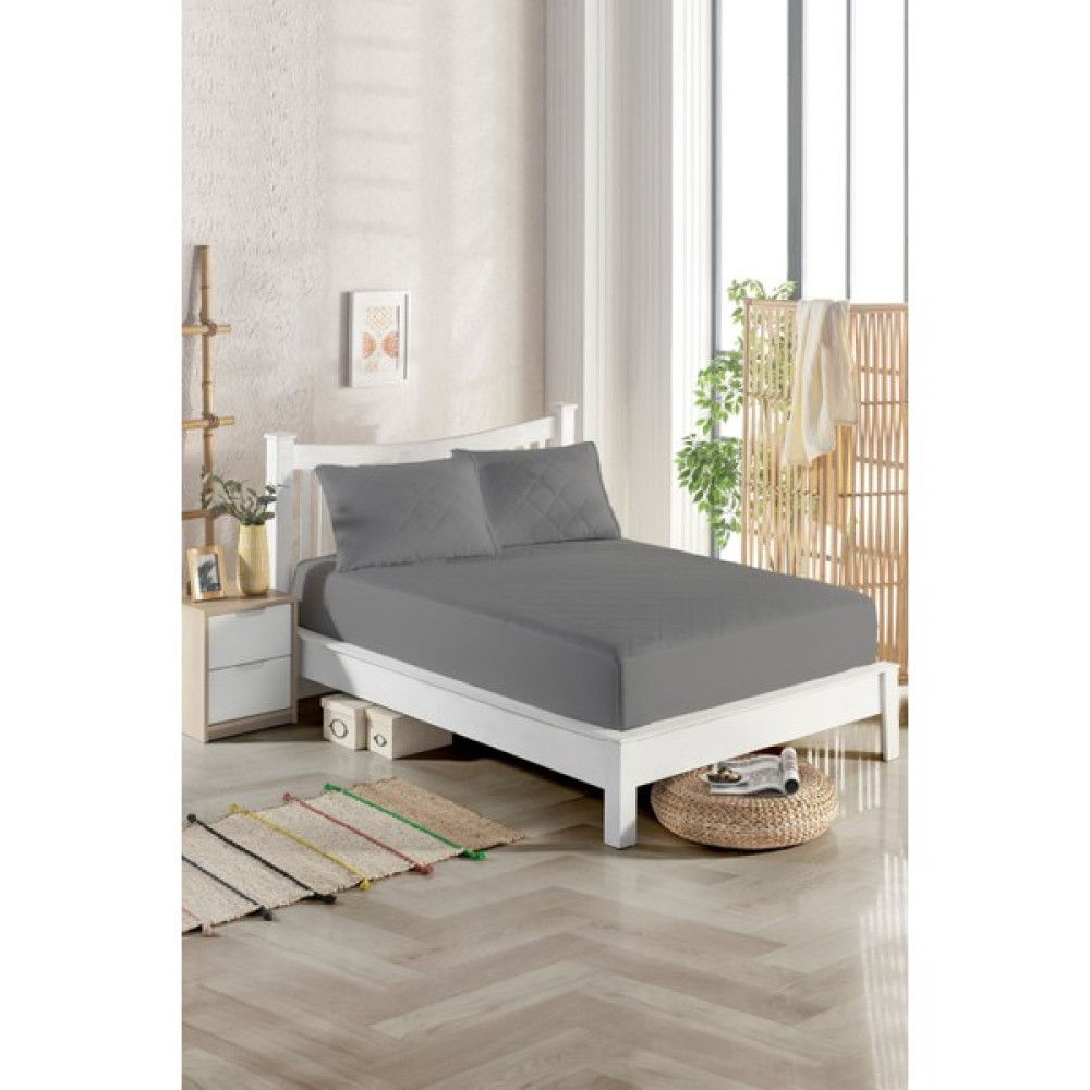 Homenup Renkli 160X200 Çift Kişilik Sıvı Geçirmez Pamuklu Kapitoneli Fitted Çarşaflı Alez Yatak Koruyucu Gri - 160 x 200 cm Alez / Yatak Koruyucu Fiyatı