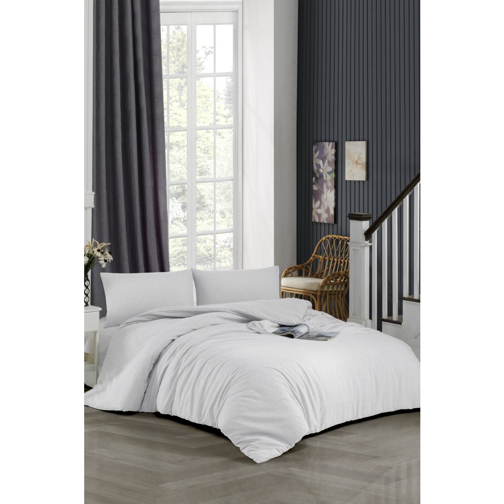Homenup Tek Kişilik Nevresim Seti (Çarşafsız) Beyaz Renk 57 Tel %100 Pamuklu - 160 x 220 cm Nevresim Takımı Fiyatı