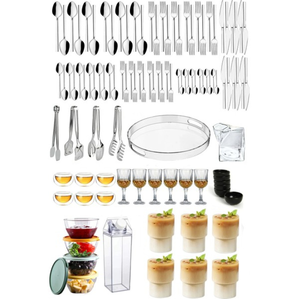 Homerest 107 Parça Çatal Kaşık Bıçak Takımı 12 Kişilik Sade Modern Yemek Takımı Bardak Saklama Kabı Çeyiz Saklama Kapları Fiyatı