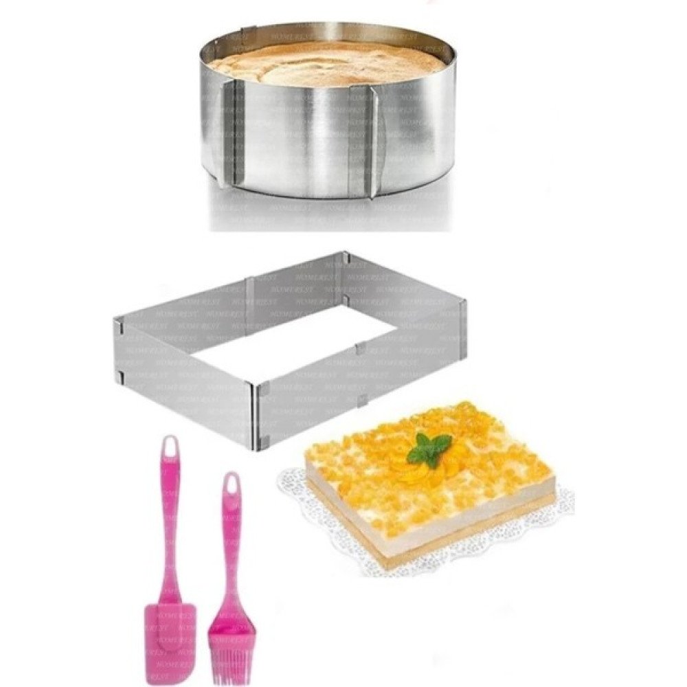 Homerest 4 Adet Pasta Kek Seti, Ayarlanabilir Yuvarlak Kare Kek Kalıbı, Silikon Spatula Silikon Fırça Seti Kek Kalıpları Fiyatı
