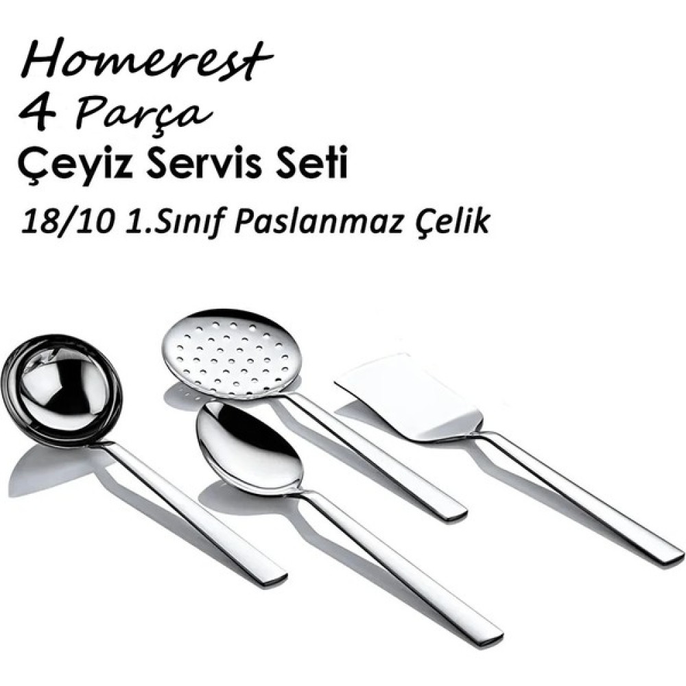 Homerest 4 Adet Servis Kepçe Spatula Kaşık Kevgir Sunum Seti 18/10 Paslanmaz Servis Kepçe Seti Mutfak Gereçleri Fiyatı