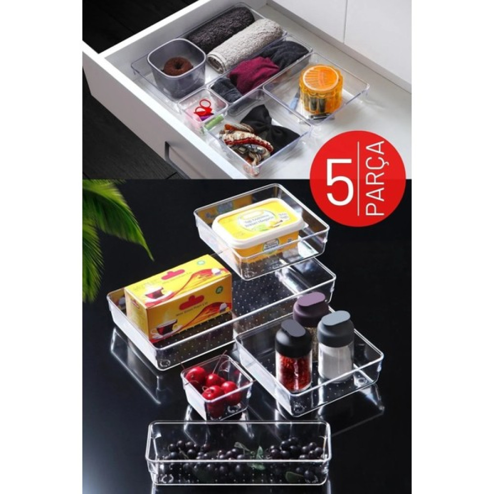 Homerest 5 Parça Çekmece Içi Drawer Punto Şeffaf Düzenleyici Akrilik Çekmece Içi Düzenleyici Seti Saklama Kapları Fiyatı