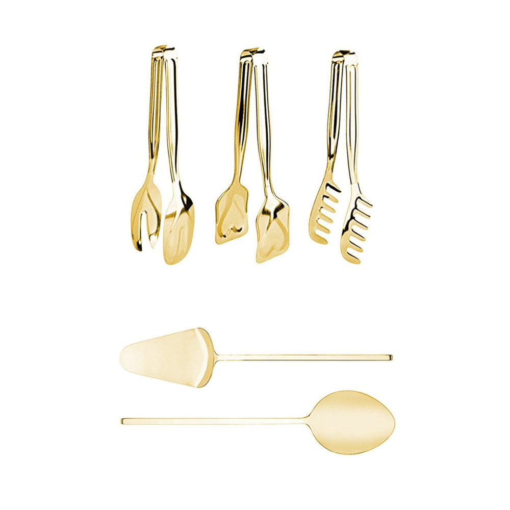 Homerest 5li Gold Lüks Pasta Makarna Salata Maşa Servis Kaşık Spatula Set Mutfak Gereçleri Fiyatı