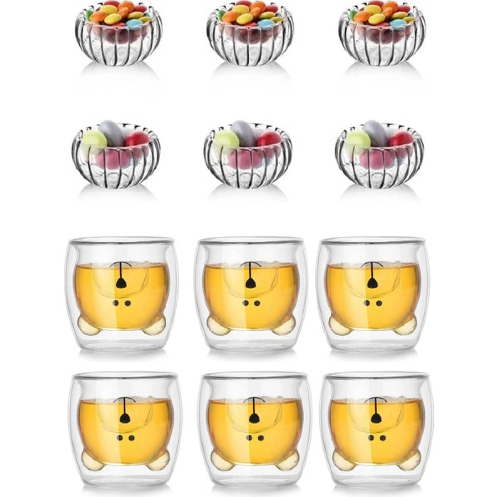 Homerest 6'lı 250 ml Cidarlı Ayıcık Desen Bardak, 6'lı Cidarlı Çizgili Desen Sosluk Reçellik Lokumluk Set Fincan / Bardak / Kahve Takımı Fiyatı
