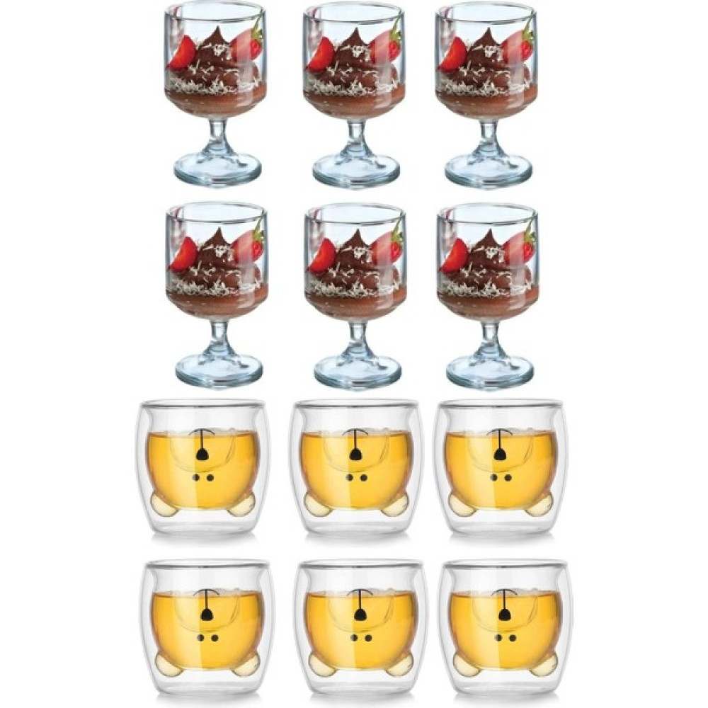Homerest 6'lı Ayıcık Desenli 250 ml Cidarlı Cam Bardak, 6'lı 220 ml Mika Plastik Magnolia Kasesi Sunumluk Fincan / Bardak / Kahve Takımı Fiyatı