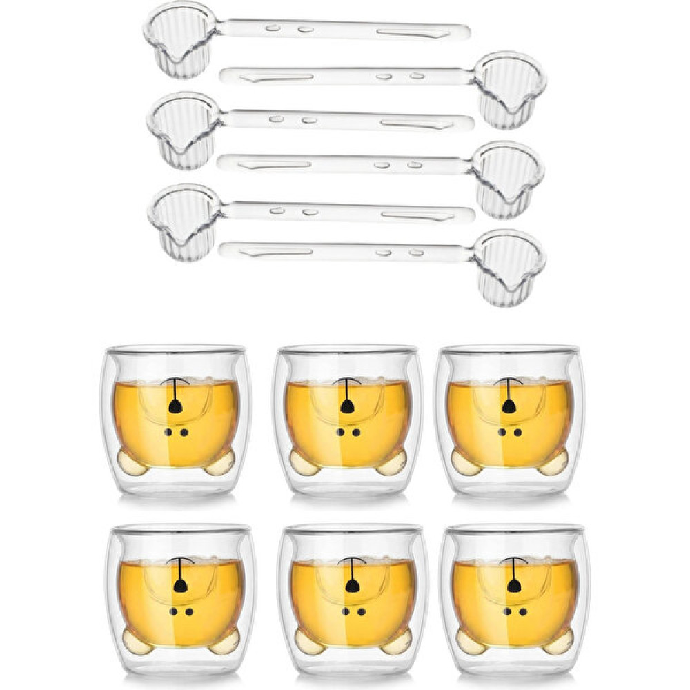 Homerest 6'lı Ayıcık Desenli Çift Cidarlı 250 ml Bardak, 6'lı Fenomen Mika Şeker Tuz Baharat Kaşığı Fincan / Bardak / Kahve Takımı Fiyatı