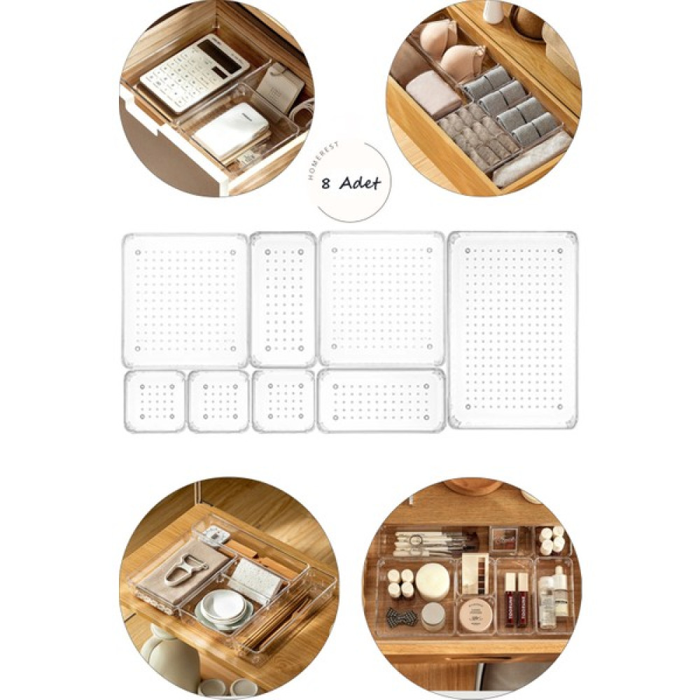 Homerest 8'li Dolap Içi Çekmece Içi Takı Makyaj Organizeri Düzenleyici Çekmece Içi Düzenleyici Seti Eşya Saklama / Düzenleme Fiyatı