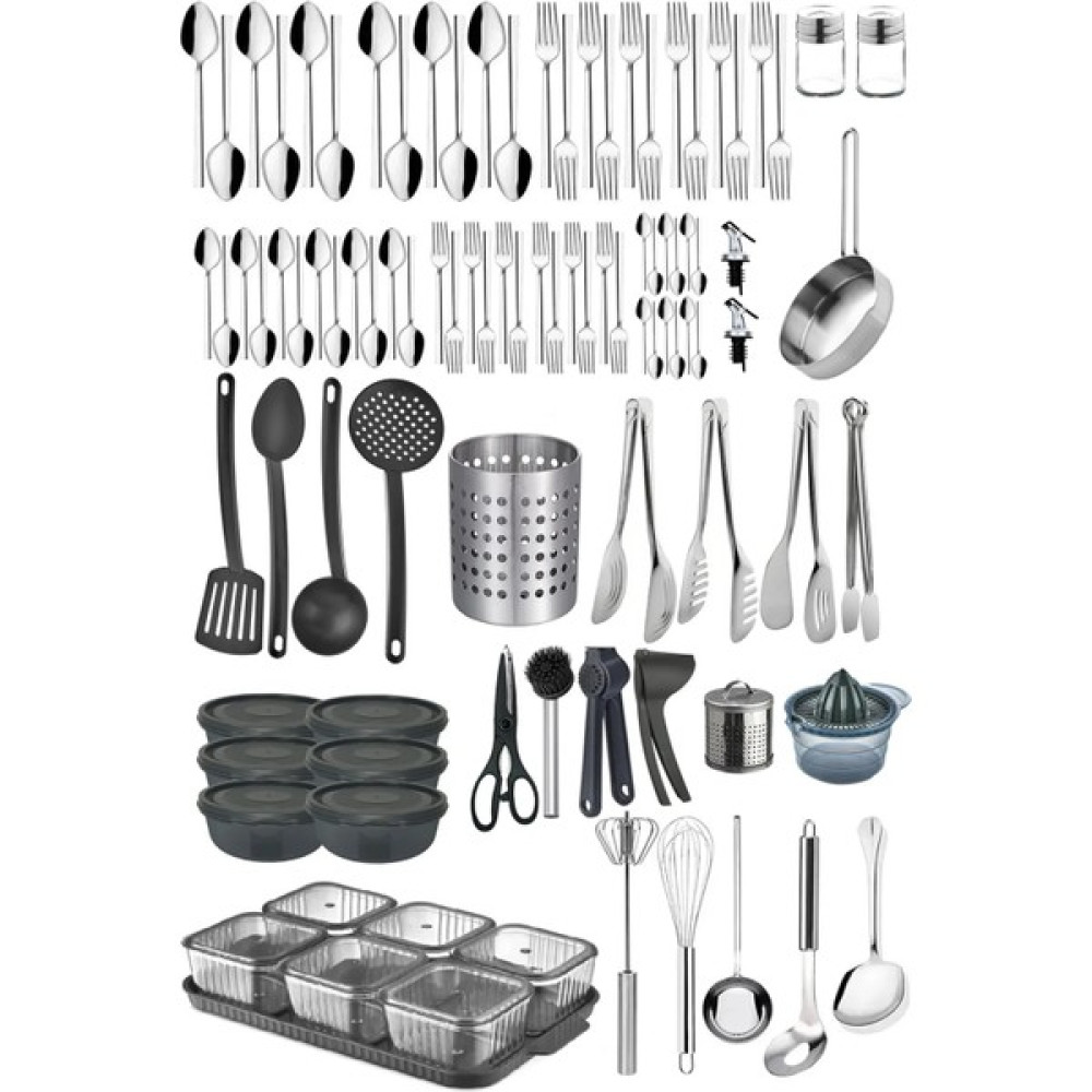 Homerest 98 Parça 12 Kişilik Modern Çatal Kaşık Takımı, Kahvaltı Takımı Maşa Rende Çırpıcı Çeyiz Seti Çatal / Kaşık / Bıçak Takımları Fiyatı