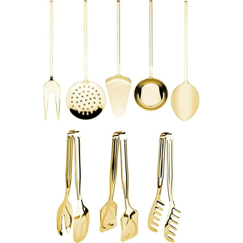 Homerest Yüksek Kalite Gold 8 Parça Pişirme Servis Sunum; Makarna Pasta Salata Seti ve Kepçe Takımı 23CM Mutfak Gereçleri Fiyatı