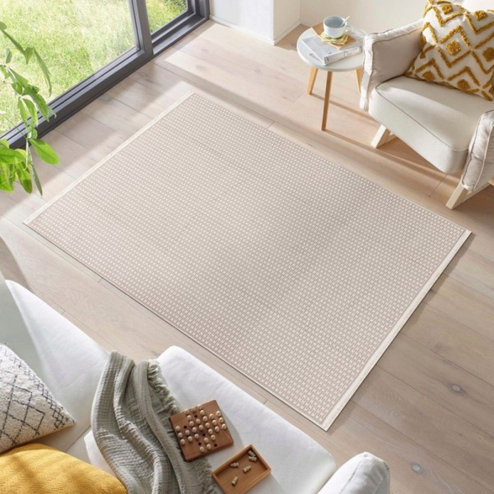 Homestead Serenityspace Kaymaz Taban, Yıkanabilir, Katlanabilir, Nefes Alabilir, Pamuk Dokuma Dekoratif Kilim - Bej - 160 x 230 cm Kilim Fiyatı