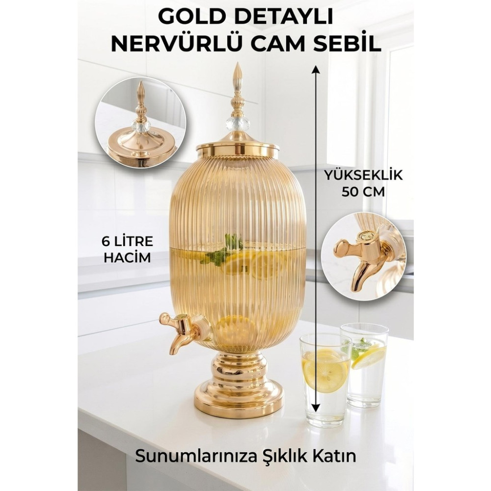 Hometarz Cam Sebil - Yağlık, Şerbetlik, Sürahi - 6 Litre, 50 Cm-7 - Amber - 6 lt Diğer Fiyatı