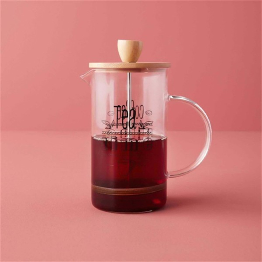 Hometarz French Press Cam Çay Kahve Bitki Demliği 600 ml. Bambu French Press Fiyatı