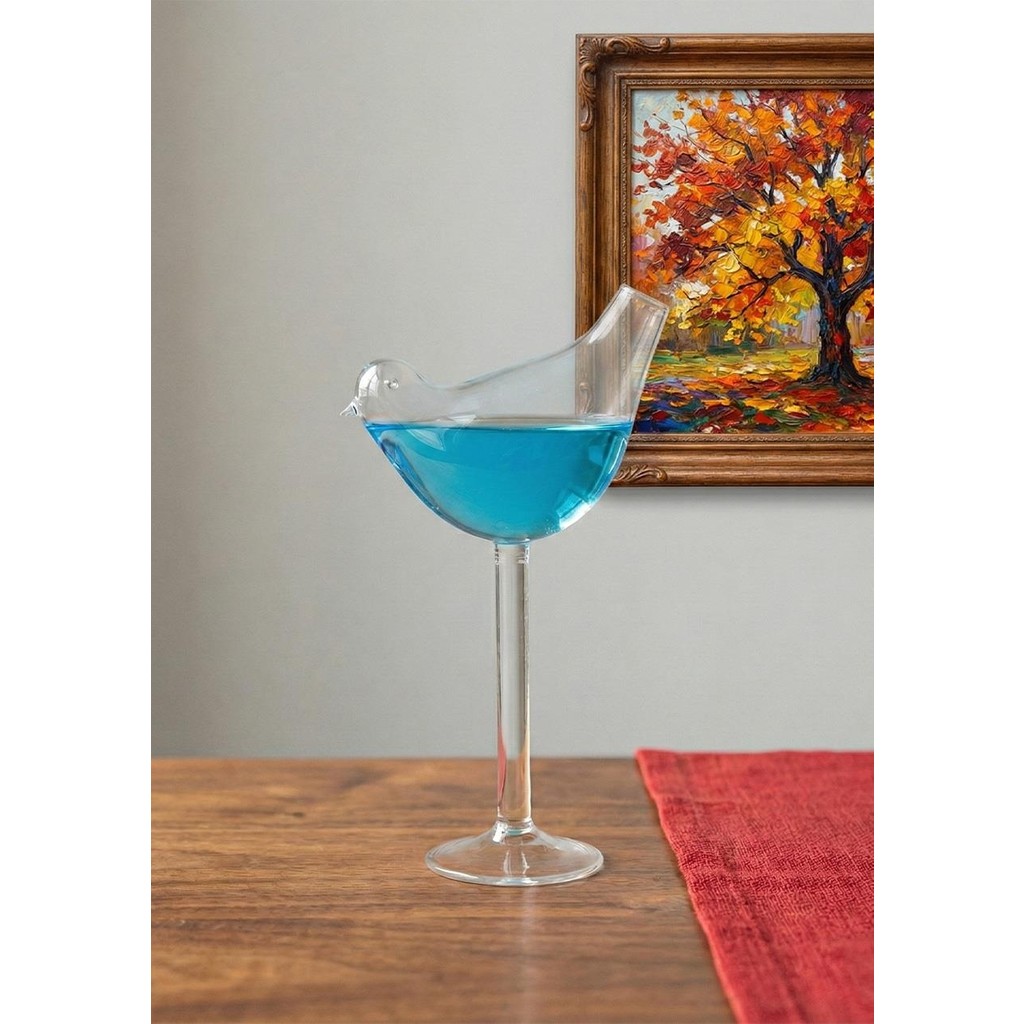 Hometarz Kuş Figürlü Cam Biblo - Cam Kadeh - 150 ml - Gül - Şeffaf Biblo Fiyatı