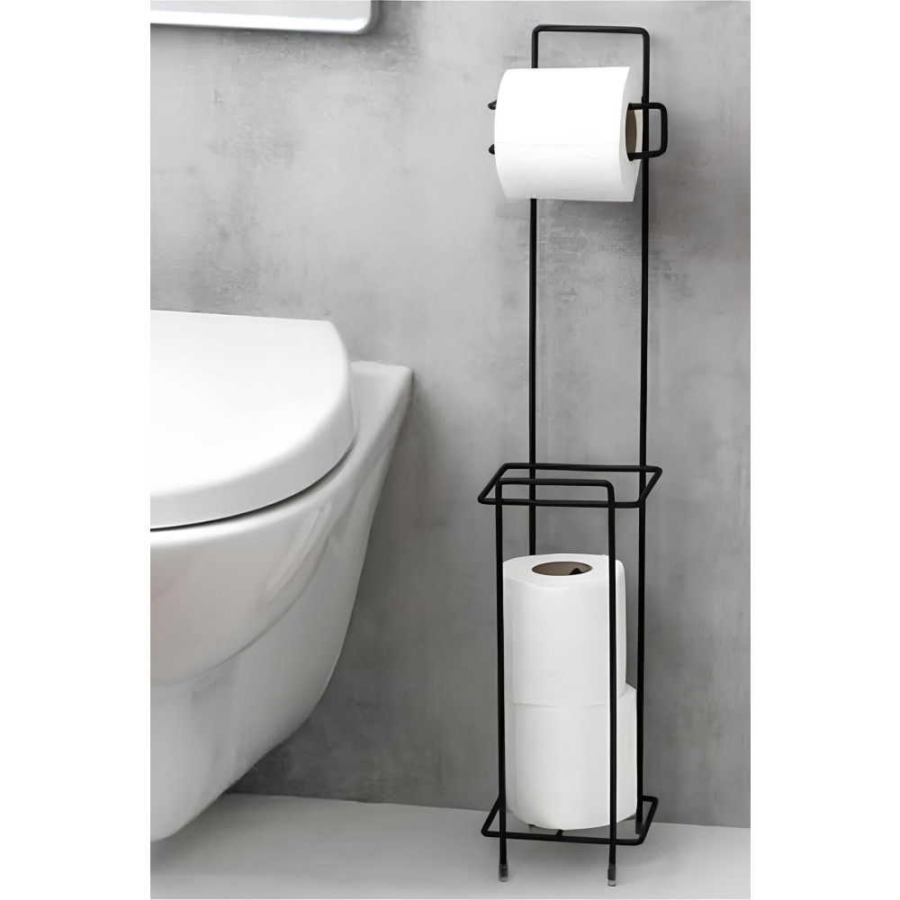 HOMETRENDY Wc Banyo Tuvalet Ayaklı Kağıtlık Yedekli Tuvalet Kağıtlığı Mat Siyah Vc Tuvalet Kağıtlığı Fiyatı