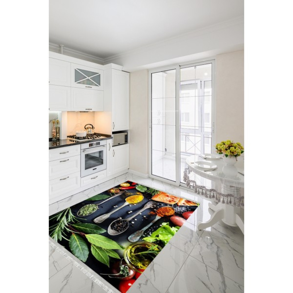 Homier Collection Homier Punto Kalitesi Yıkanabilir Kaymaz Toz Tutmaz Taban Mutfak Halı ve Yolluk H-MK-9009A - 50 x 80 cm - Açık Gri Salon Halısı Fiyatı