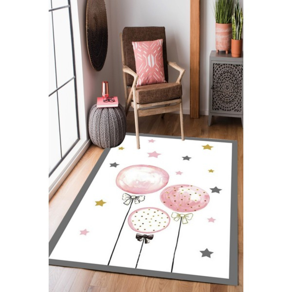 Homier Collection Kısa Saçaklı, Punto Serisi Yıkanabilir Kaymaz Taban Antibakteriyel Halı Çocuk Odası  CK-10034A - Renkli - 80 x 200 cm Bebek Odası Halı Fiyatı